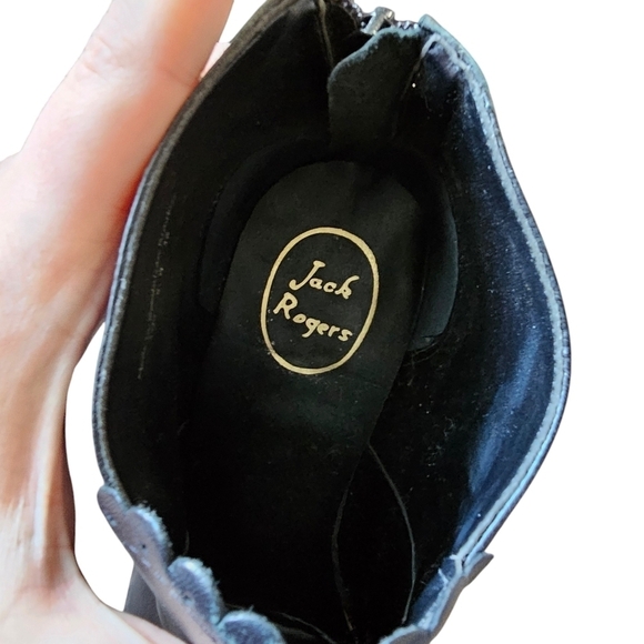 Jack Rogers Ankle Boots Booties Womens Black Leather Side Zip Wedge Shoes - Picture 7 of 8